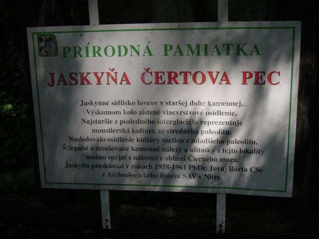 Popis u jeskyně