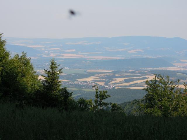 Kálnica od Jakubové, v pozadí na obzoru Bílé Karpaty